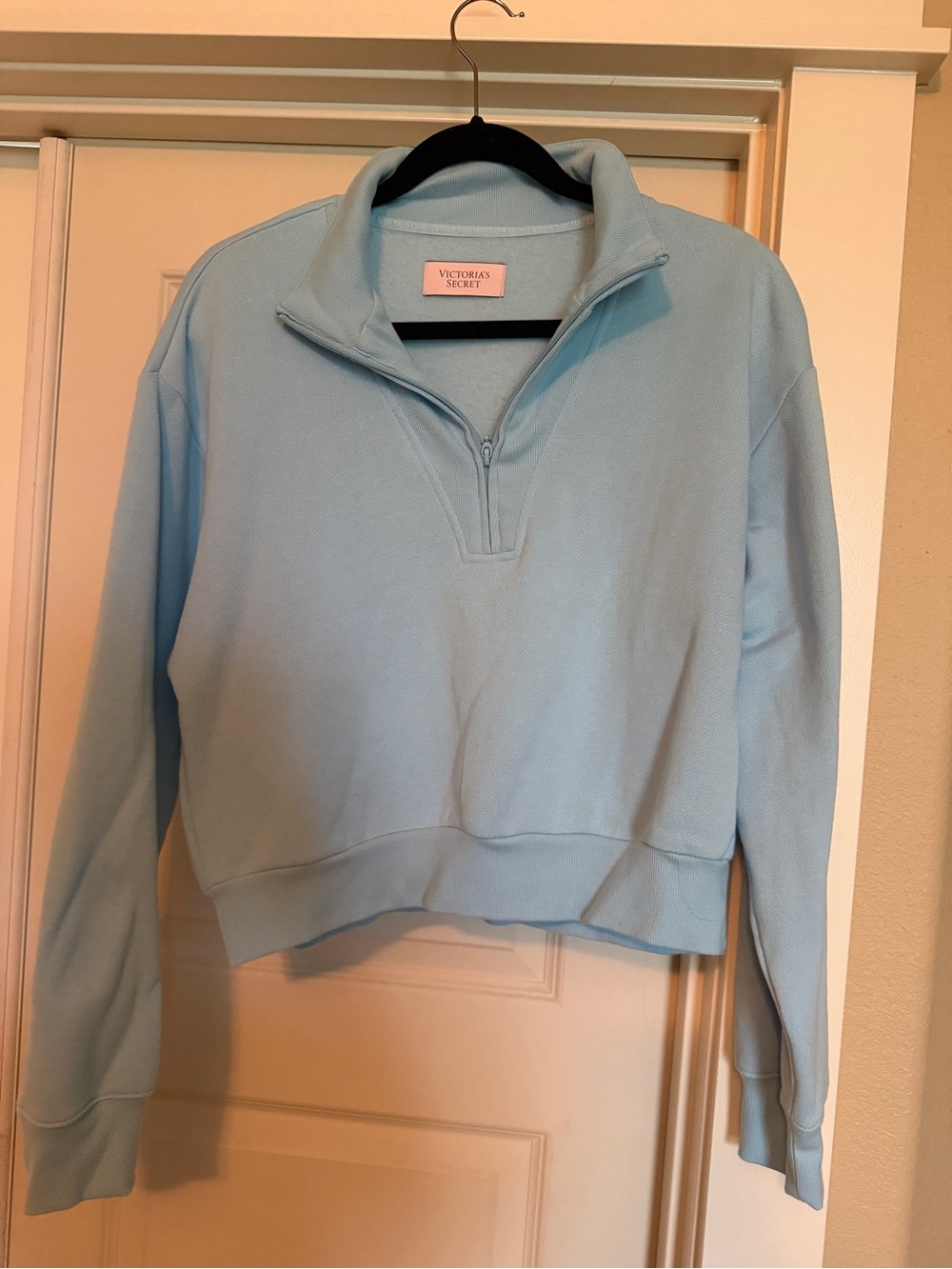 Victoria's Secret Light Blue Crop Quarter-Zip Pullover - Picture 5 of 6